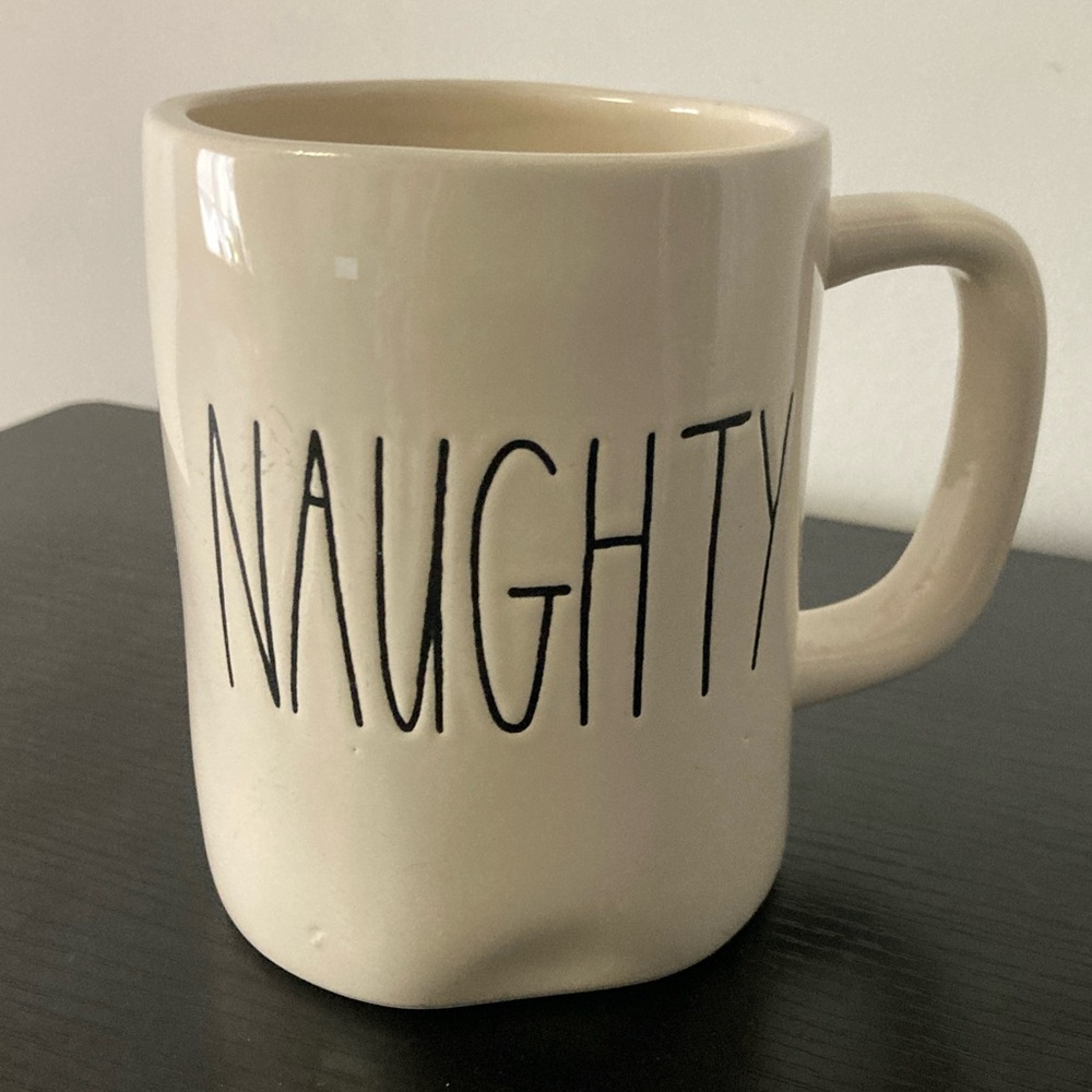 Rae Dunn Large Cream Mug Xmas Themed Naughty Christmas Gift